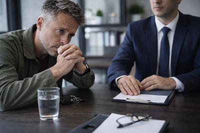Motoring offence solicitor advising driver on legal case