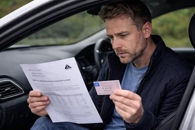 Driver receiving legal advice about a driving offence